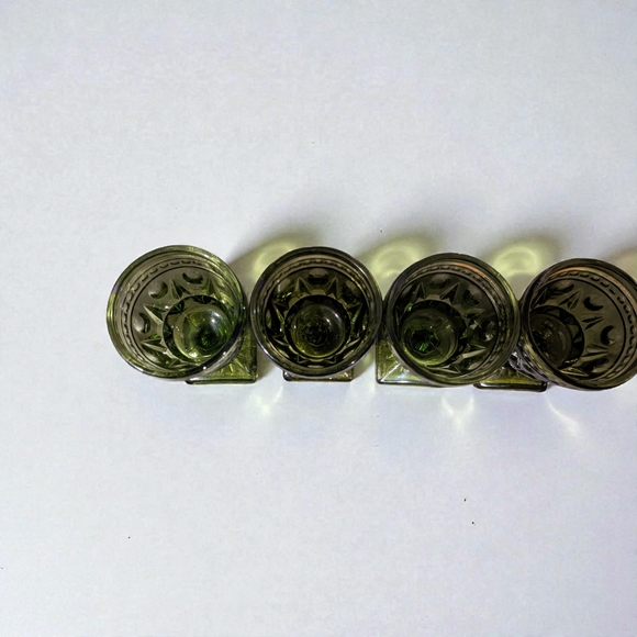 Vintage Indiana Colony Park Lane Avocado Green Shot Glasses - Picture 2 of 5